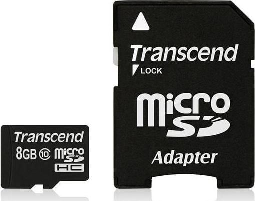 Card de memorie Transcend MicroSDHC, 8GB, Class 10 + Adaptor SD