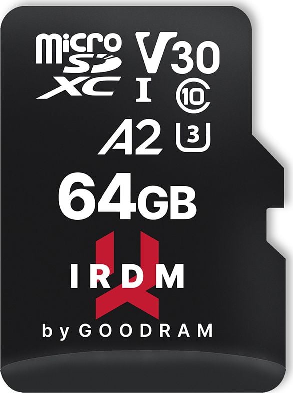 Card GoodRam IRDM M2AA MicroSDXC 64GB Clasa 10 UHS-I/U3 A2 V30 (IR-M2AA-0640R12)