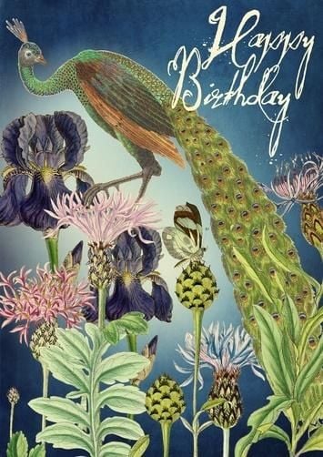 Card Madame Treacle B6 cu plic Ziua de naștere Păun și fluture