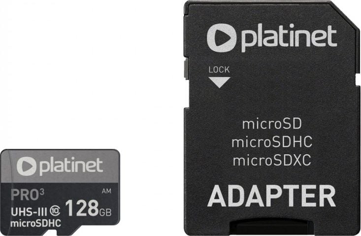 Card MicroSDXC Platinet Pro 128 GB Clasa 10 UHS-I/U3 A1 (PMMSDX128UIII)