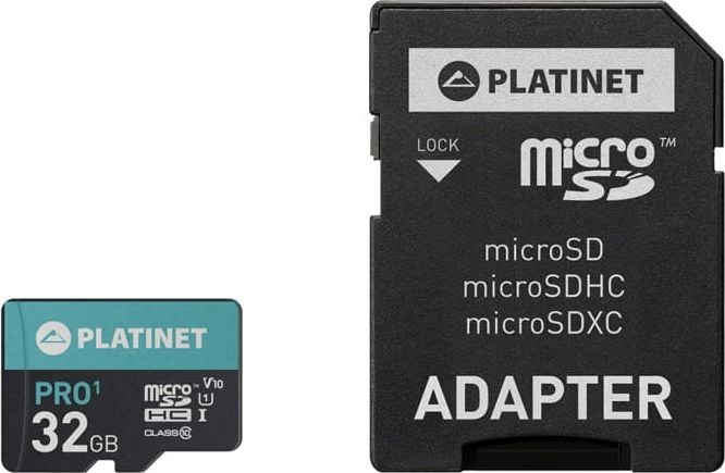 Card Platinet MicroSDHC 32GB Clasa 10 UHS-I/U1 V10 (PMMSD32UI / 44002)