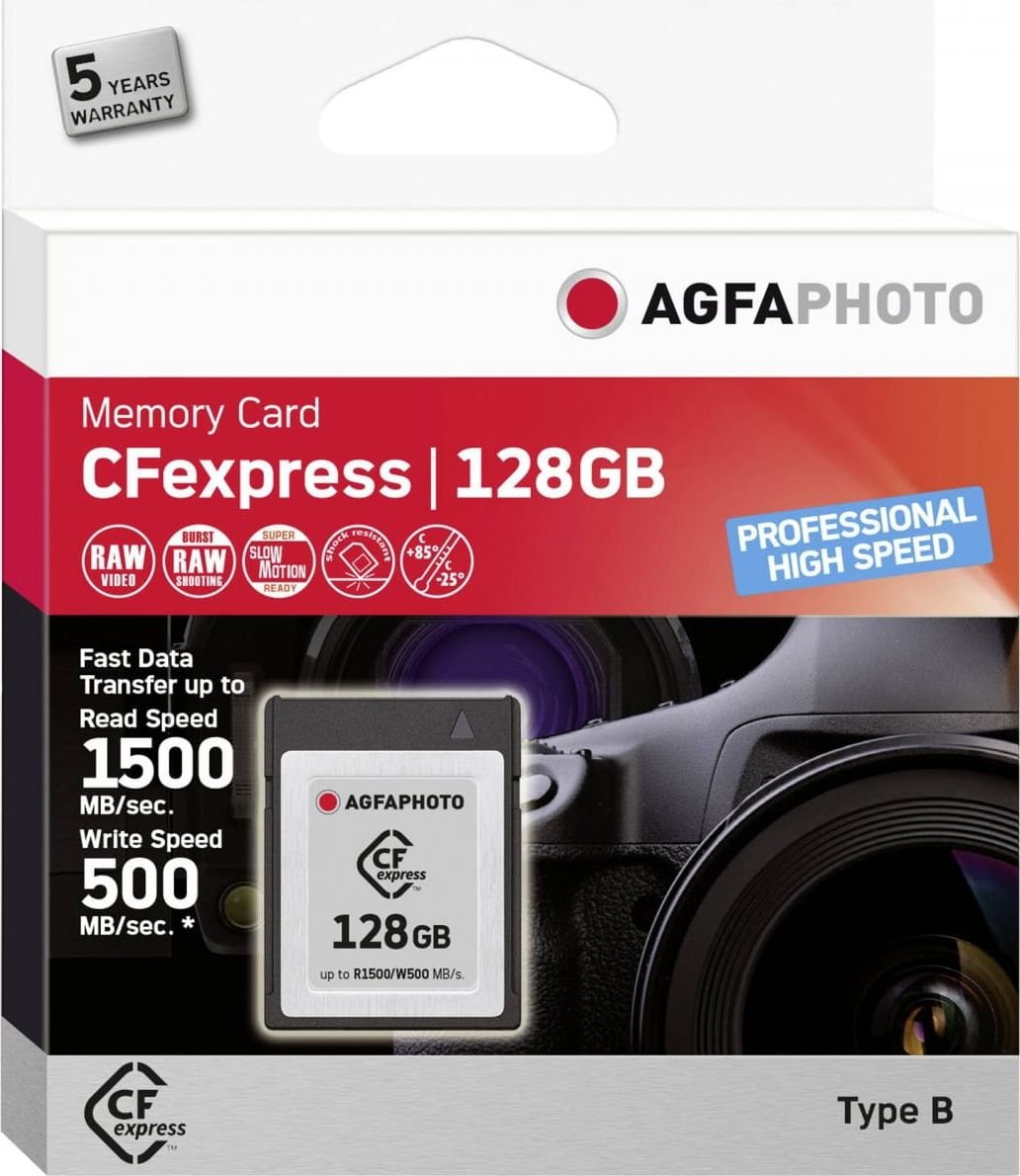 Card profesional AgfaPhoto CFexpress de mare viteză de 128 GB (10440)