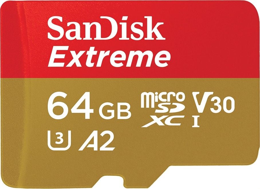 Card SanDisk Extreme MicroSDXC 64 GB clasa 10 UHS-I/U3 A2 V30 (SDSQXAH-064G-GN6AA)