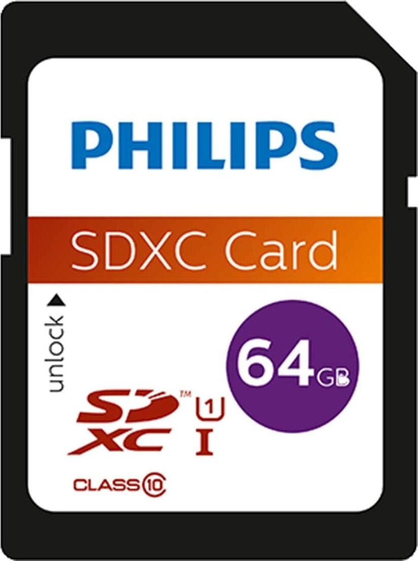 Card SDXC Philips 64 GB clasa 10 UHS-I/U1 V10 (FM64SD55B/10)