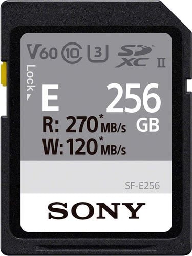 Card Sony SF-E Series SDXC, 256 GB, 270 Mbps, Clasa 10, UHS-II, U3, V60, Shockproof & Waterproof