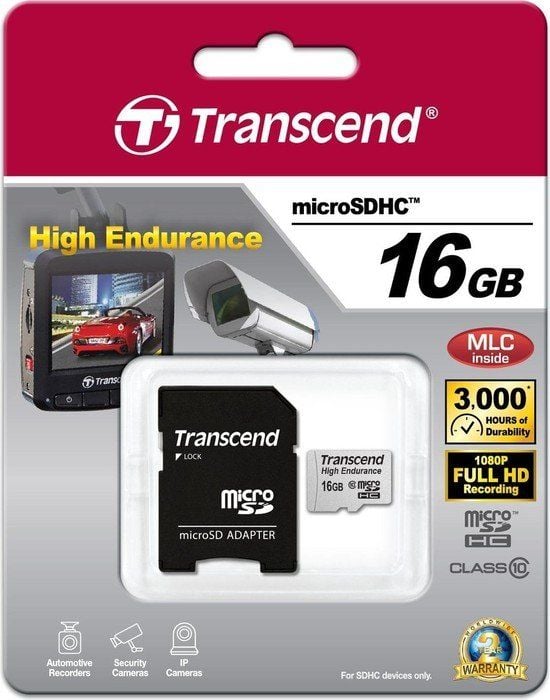 Card Transcend High Endurance MicroSDHC 16GB Clasa 10 U1 (TS16GUSDHC10V)