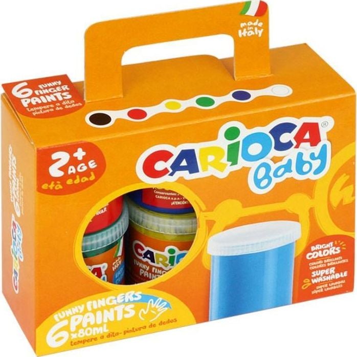 Set Carioca Tempera Finger Baby 2+, 6 culori, 80 ml