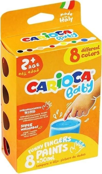 Vopsele Carioca Tempera pentru pictura cu degetele 8 col. CARIOCA