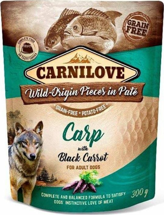 Carnilove Carnilove Dog Pouch Carp Black Carrot - hrana umeda fara cereale pentru caini, crap cu morcov negru, plic universal 300g