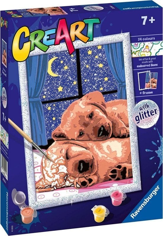 Carte de colorat CreArt pentru copii: căței adormiți 202164 RAVENSBURGER vopsea după numere