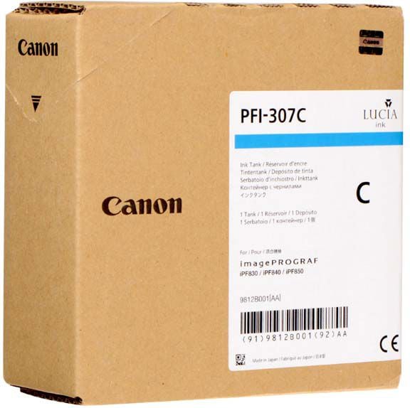 Cartus cerneala Canon PFI-307C, cyan, capacitate 330ml - CF9812B001AA