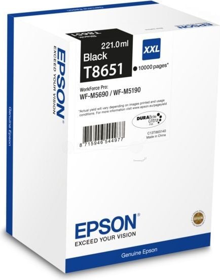 Cartus cerneala Epson T8651 / WF-M5X90DW, Negru, 10000 pagini