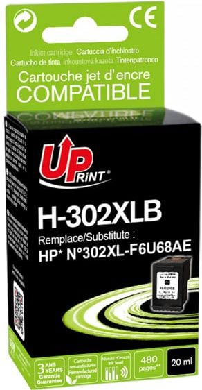 Cartus de cerneala UPRINT F6U68AE-N&deg;302XL HP, Negru