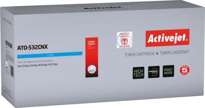 Cartuș de toner Activejet ATO-532CNX Cyan compatibil cu 46490607 (ATO-532CNX)