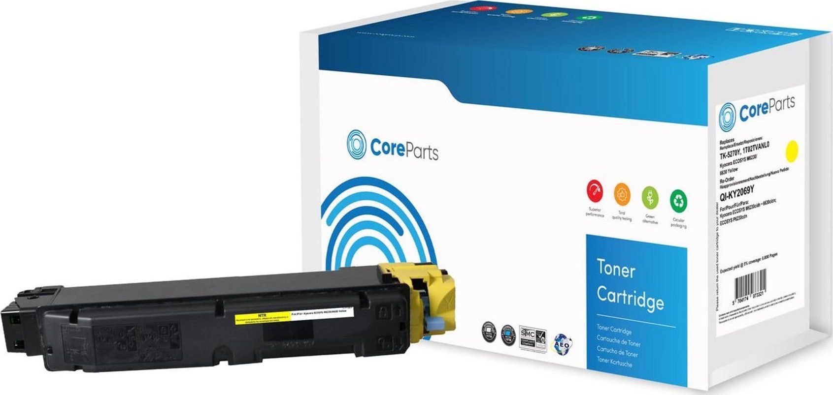 Cartuș de toner CoreParts QI-KY2069Y Galben Compatibil cu TK-5270Y (QI-KY2069Y)