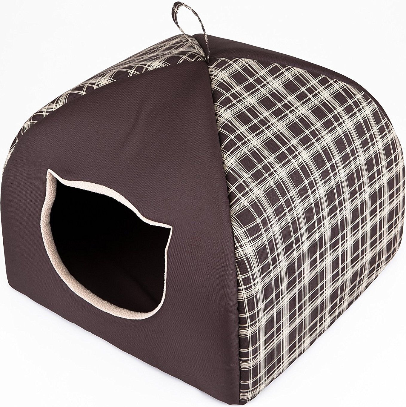 Casa pentru animale de companie `Igloo` Maro in carouri 38x38x30 cm