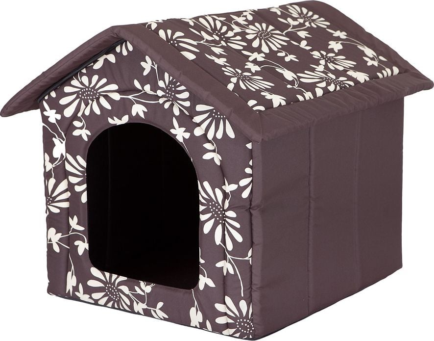 Casa pentru animale de companie, maro in flori, Hobbydog - Dimensiunea 3 - 52x46x53 cm
