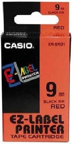 Benzi etichete - Banda compatibila Casio XR-9RD1, 9mm x 8m text negru / fundal rosu