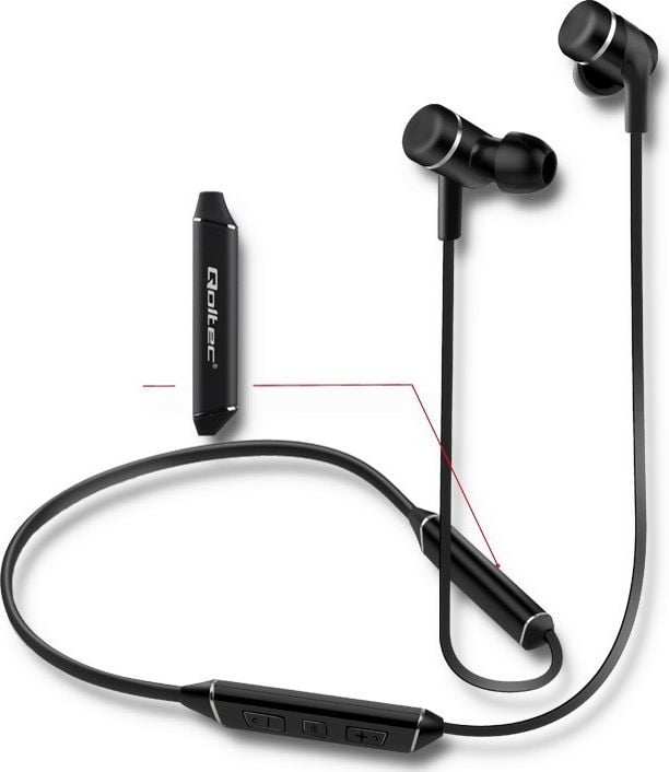 Casti audio cu microfon , Qoltec , In/ear wireless , negru
