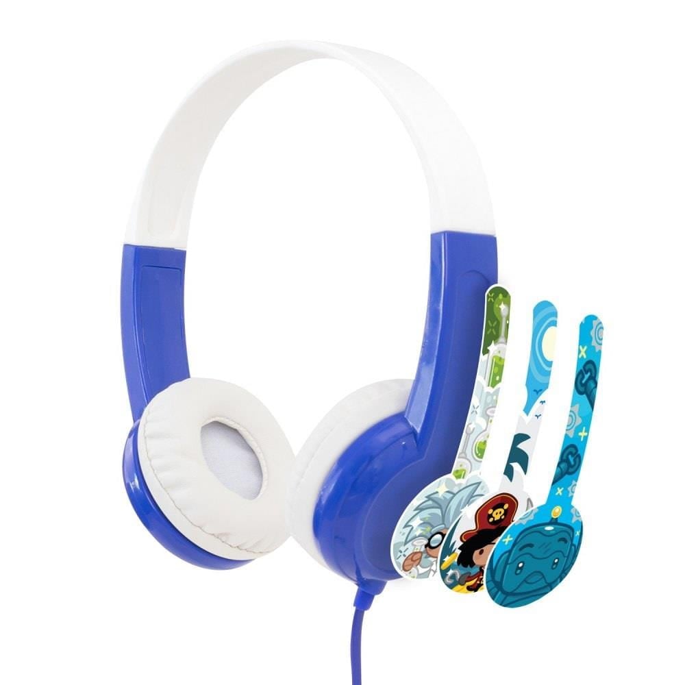 Casti audio On-ear BuddyPhone pentru copii, Cu fir, Alb/Albastru