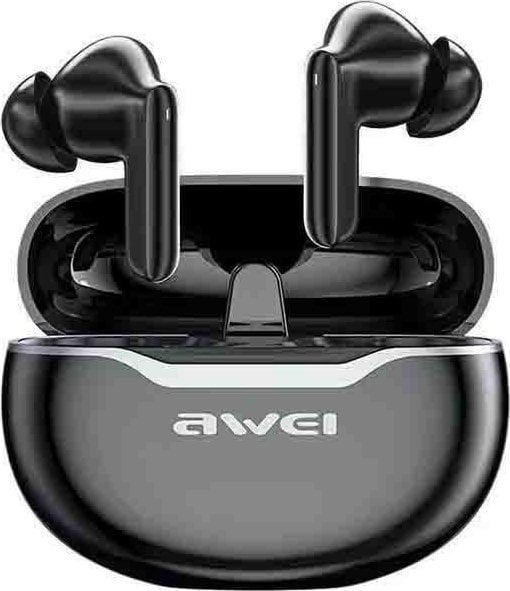 Căști Awei AWEI Bluetooth 5.3 T50 Pro TWS + stație de andocare neagră/neagră
