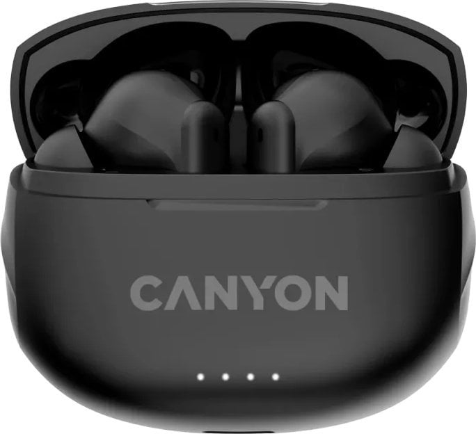 Căști Canyon CANYON TWS-8, căști Bluetooth, cu microfon, cu ENC, BT V5.3 JL 6976D4, răspuns în frecvență: 20Hz-20kHz, acumulator EarBud 40mAh*2+Carcasă de încărcare 470mAh, lungime cablu tip C 0.24m, Dimensiune: 59*48,8*25,5 mm, 0,041 kg, negru