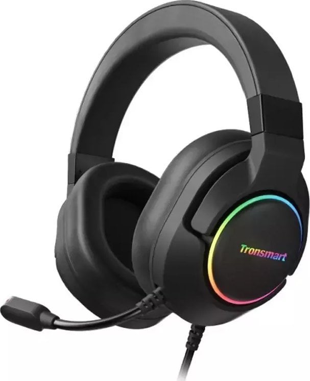 Căști de gaming USB over-ear cu fir Tronsmart Sparkle RGB cu microfon și telecomandă Negru (467600)