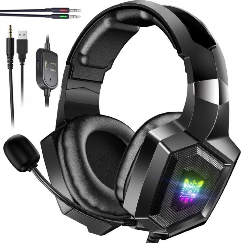 Casti Gaming DC-Onikuma K8 , Surround Sound 7.1, Microfon Noise Cancelling, Bass Vibration, Zero Ear Pressure, Multi Platform, Negru