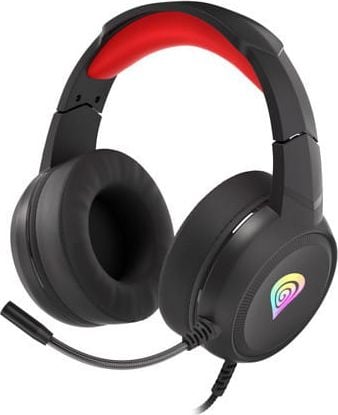 Casti Genesis Neon 200 RGB, stereo, 2.5mm, USB, negru-rosu