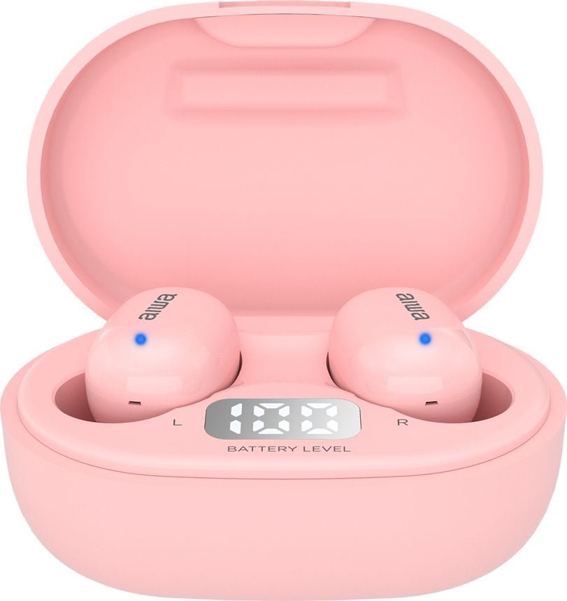 Casti In-Ear Aiwa, EBTW-150PK, True Wireless, Bluetooth v5.0, Stereo, Roz