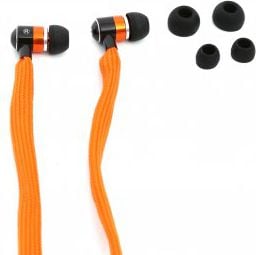 Casti in-ear cu microfon, Freestyle FH2112, cablu textil tip siret 125cm, conector jack 3.5mm, portocalii