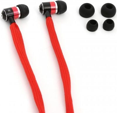 Casti in-ear cu microfon, Freestyle FH2112, cablu textil tip siret 125cm, conector jack 3.5mm, rosii