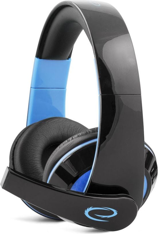 Casti stereo cu microfon, control de volum pe fir pentru gamers, Condor albastru conexiune cu dispozitivele jack 3.5 mm