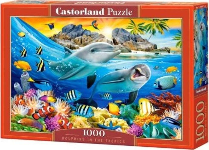 Puzzle 1000 piese - Dolphins in the Tropics (Castorland-104611)