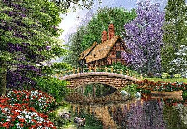 Castorland Puzzle 1000 piese River Cottage (102365-1)