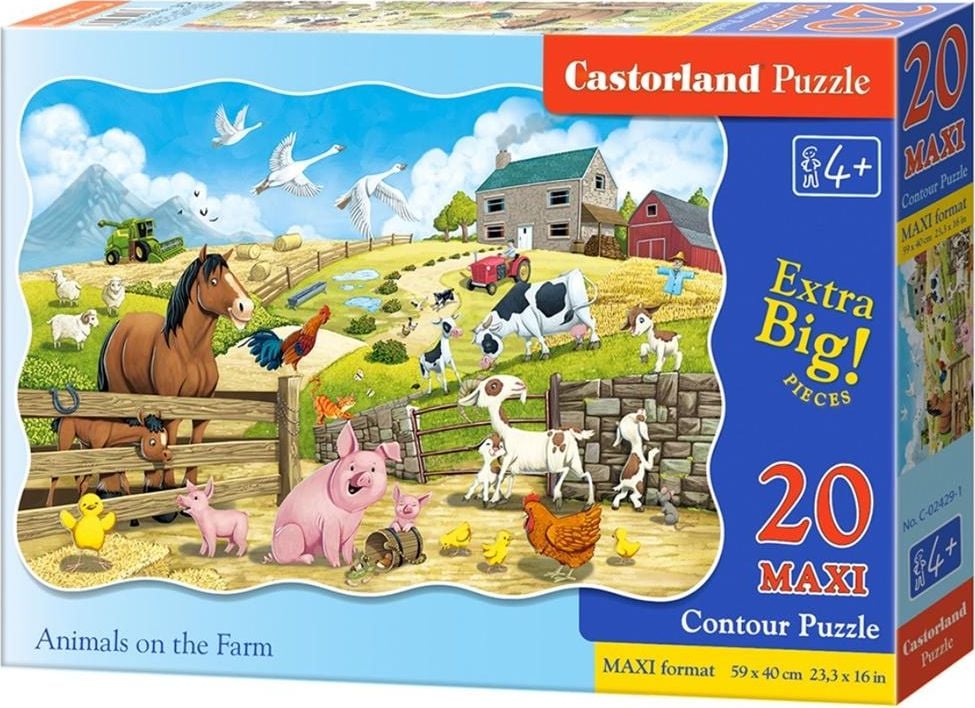 Puzzle Maxi Castorland, Animale la Ferma, 20 piese