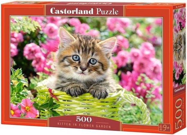 Castorland Puzzle 500 de piese - Pisicuta intr-o gradina de flori (52974)