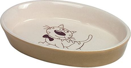 CAT BOL CER.OVAL BROWN / BEIGE