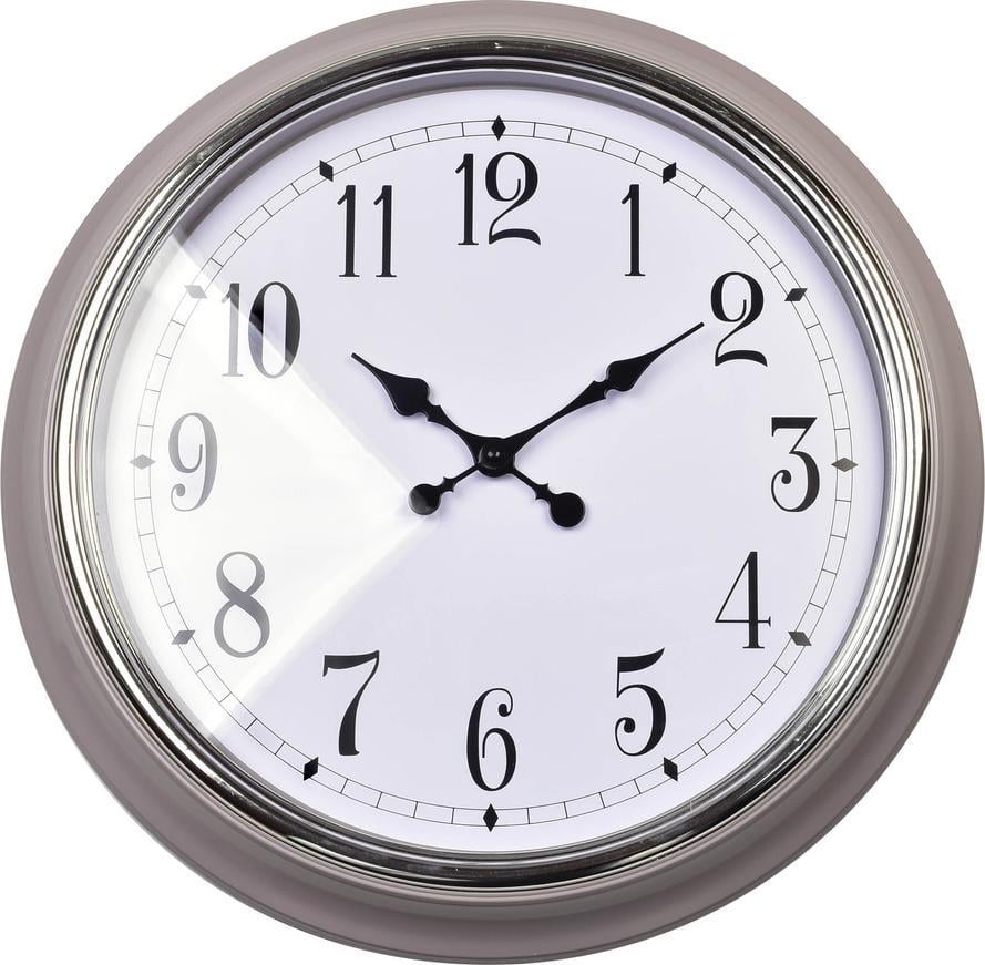Ceasuri decorative - Ceas de perete decorativ Mondex, Plastic, Diametru 55.8 cm, Gri / Argintiu
