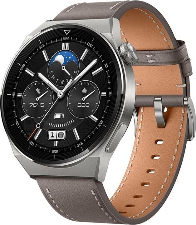 Smartwatch - Ceas smartwatch Huawei Watch GT 3 PRO, Leather Strap, Gray