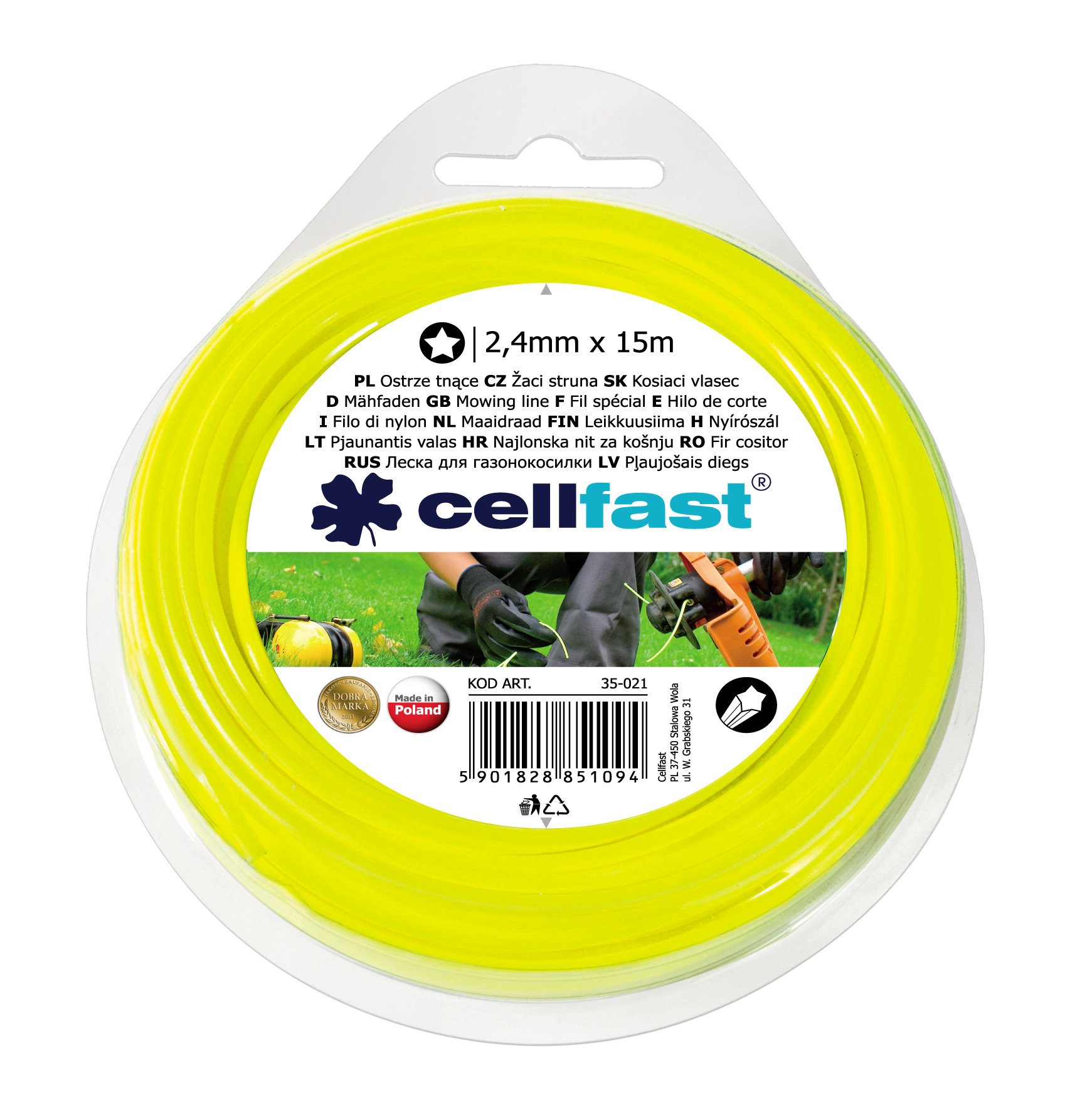 Fir motocoasa, stelat, Cellfast, 2.4mm / 15m