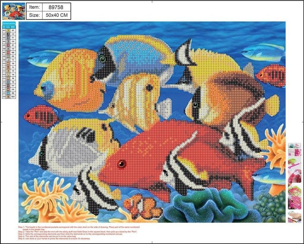 Center Diamond Mozaic 5D 40x50cm Fish 89758
