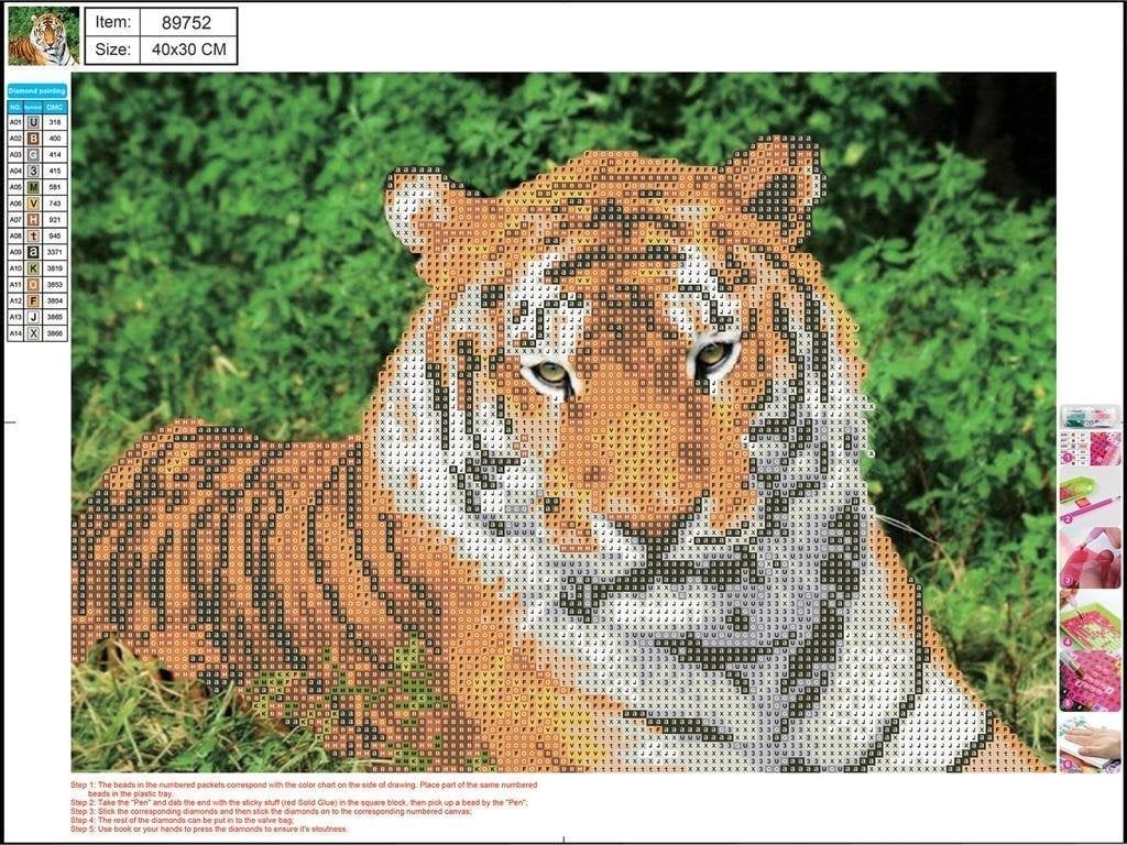 Center Diamond Mozaic 5D 30x40cm Tiger 89752