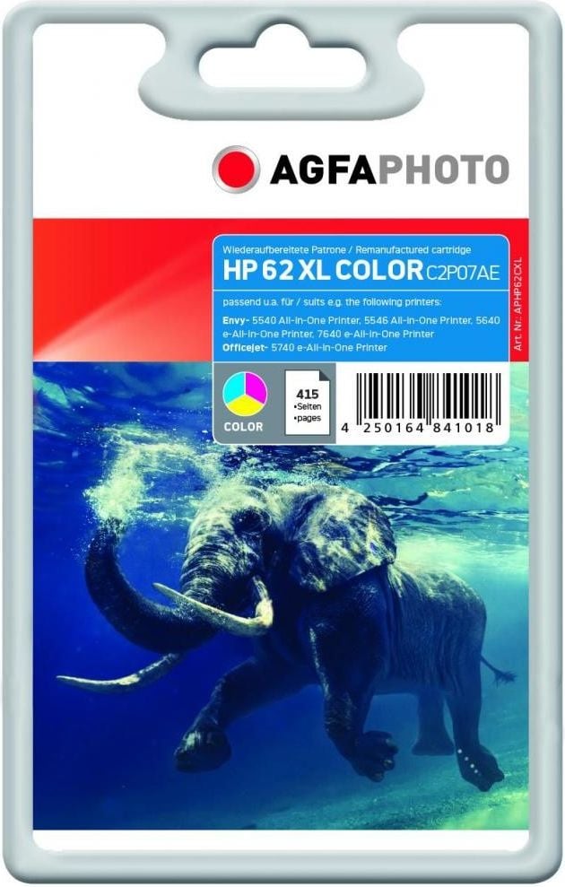 Cerneală AgfaPhoto AGFC2P07AE / cerneală HP Nr. 62XL (culoare)