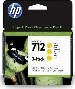 Cerneală HP Cerneală HP Ink 712, pachet de 3, 29 ml, cerneală galbenă DesignJet
