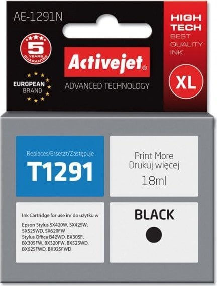 Cerneală Activejet Cerneală Activejet AE-1291N (înlocuire Epson T1291 Supreme 18ml negru)