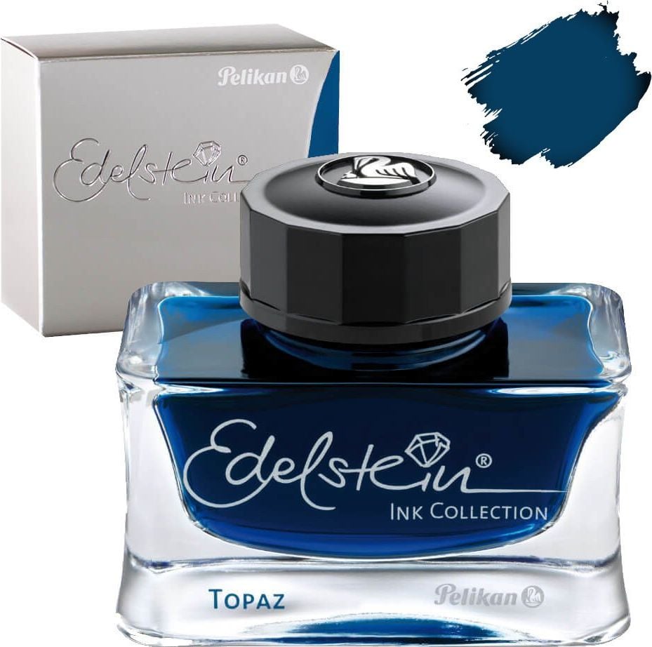 Cerneala premium Edelstein, borcan 50ml, culoare albastru topaz