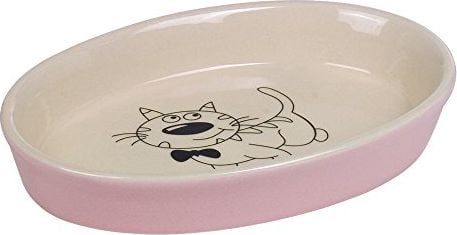 CER.OVAL CAT BOL PINK / BEIGE