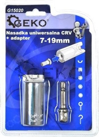 Cheie universala CRV 7-19mm + adaptor, Geko, G15020