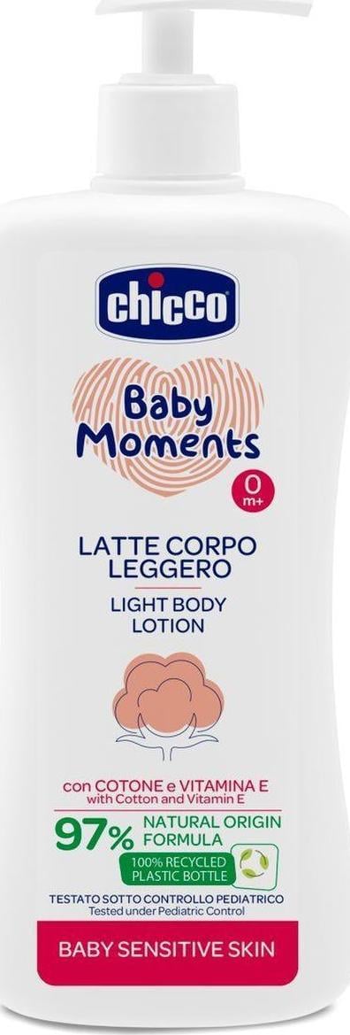 Lotiune Dermatologica Fluida pentru Corp Chicco Baby Moments Sensitive 500ml, 0 luni+